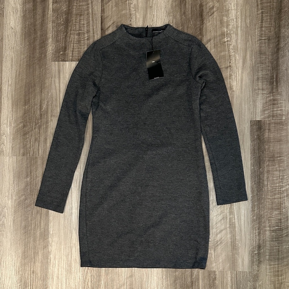 Zara W/B Collection Knit Crew Long Sleeve Dress - Medium
